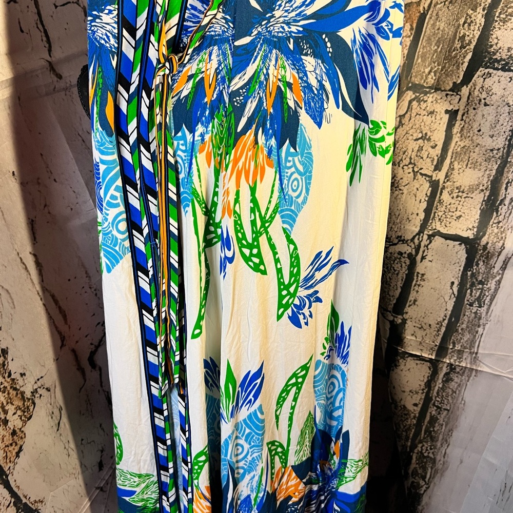 🍉Jealous Tomato Blue Green Wrap Maxi Skirt